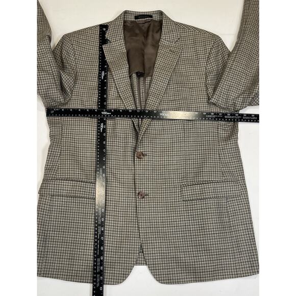 Lauren‎ Ralph Lauren Brown Grey Gingham Check 2 Button Blazer 46L - Picture 5 of 9